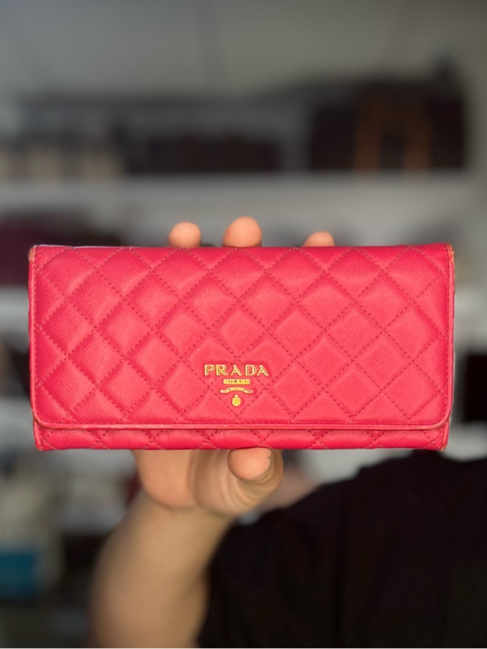 PRADA QUILTED PINK WALLET
